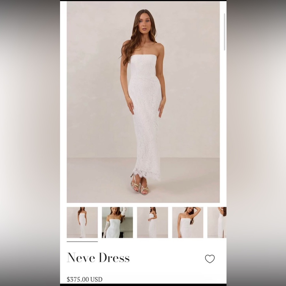 Park & Fifth Medium Neve White Lace Maxi Strapless Dress
